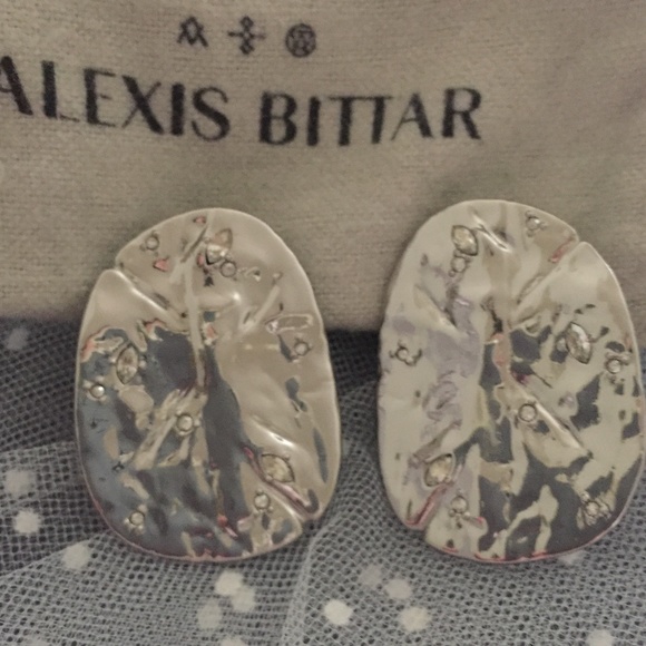 Alexis Bittar Encrusted Rocky Disc Clip On Earrings - Picture 4 of 5